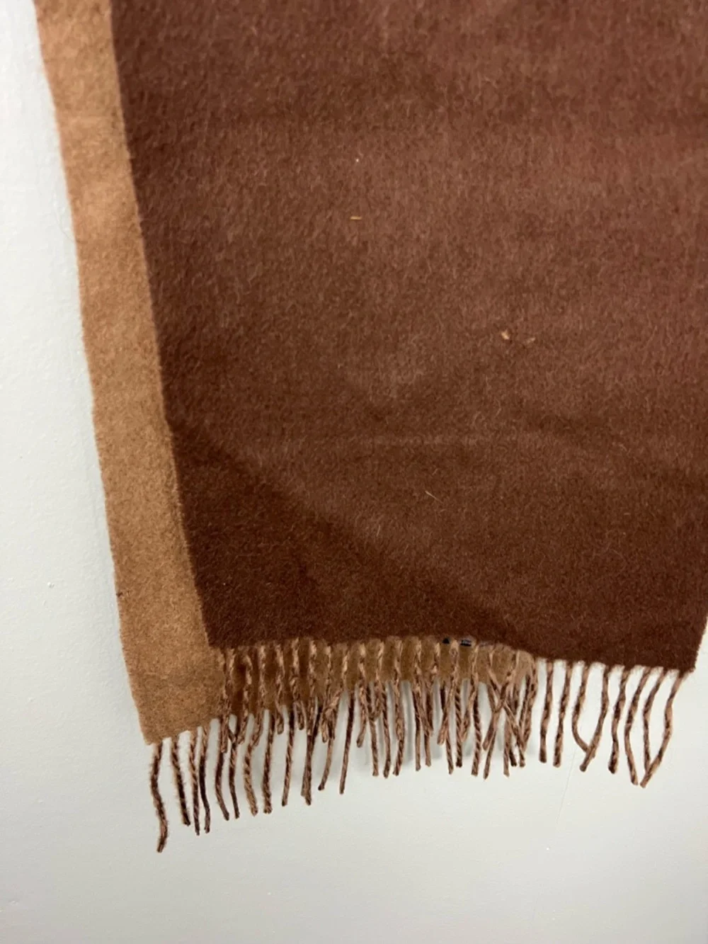 Chaps 100% Wool Brown and Tan Two Tone Fringe Men's Scarf